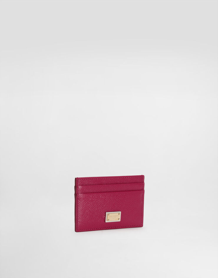 Dolce & Gabbana Portacarte in pelle di vitello dauphine Fucsia BI0330A1001