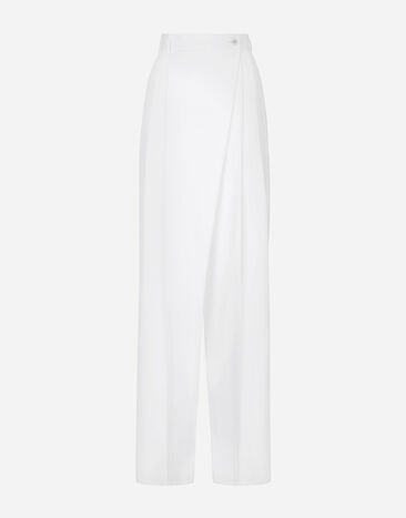 Dolce & Gabbana Ausgestellte Hose aus Baumwollpopeline Weiss FTC5GTFU61D