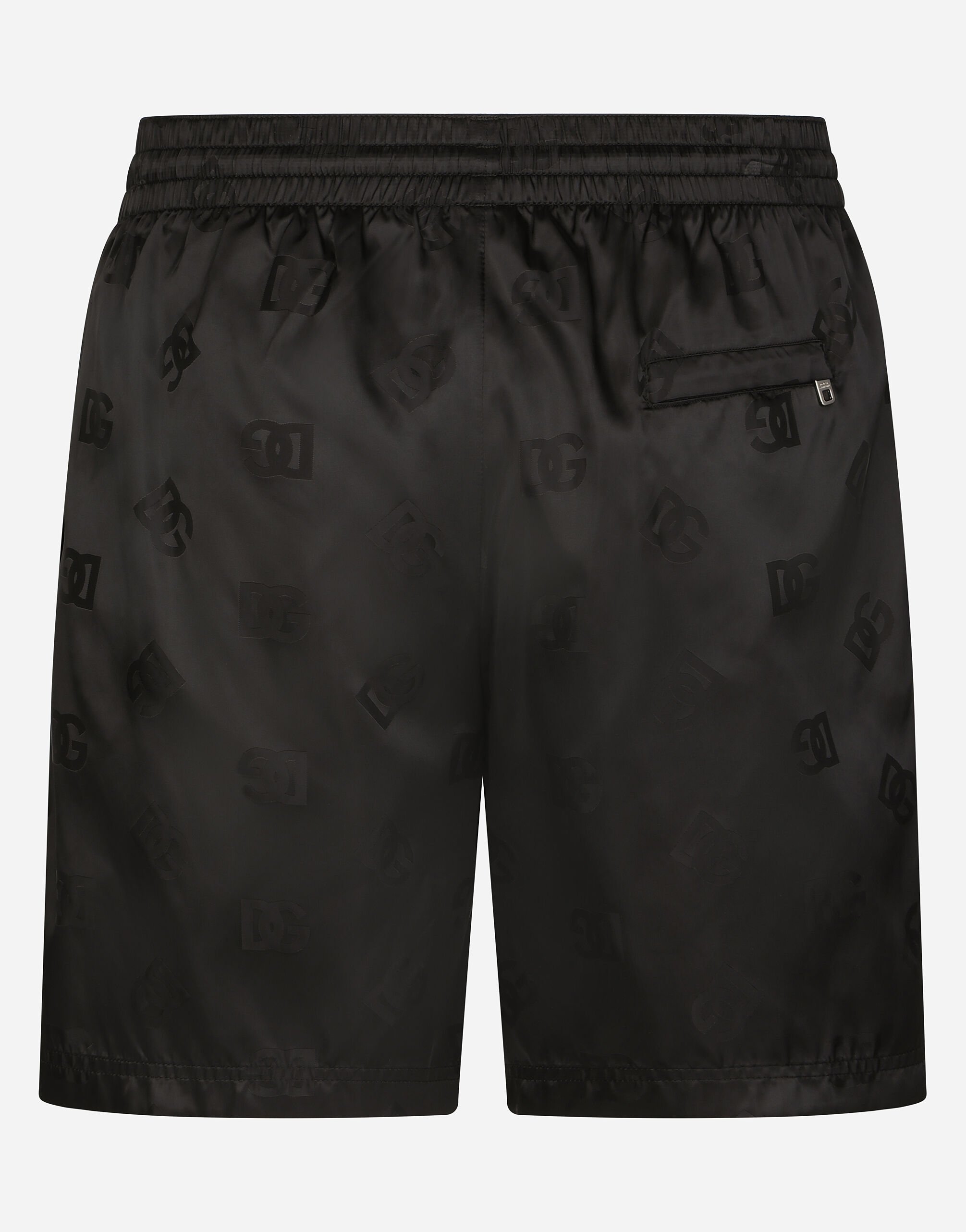 Mid-length jacquard swim trunks with DG Monogram in Black