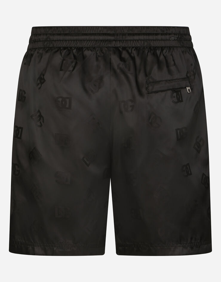 Dolce & Gabbana Boxer de bain mi-long en jacquard DG Monogram Noir M4A13TFJSCE