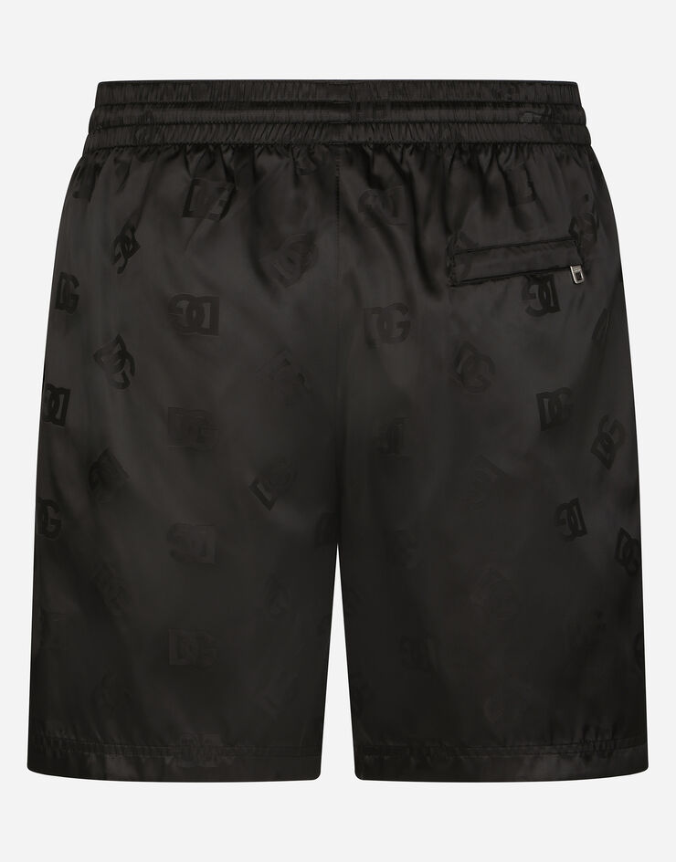 Dolce & Gabbana Mid-length jacquard swim trunks with DG Monogram Black M4A13TFJSCE