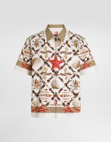Dolce & Gabbana Shell-print stretch drill hawaii shirt Multicolor G5NH6TFPFSQ