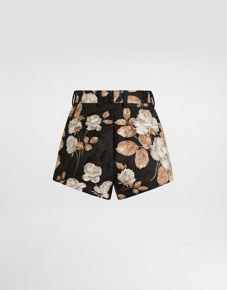 Dolce & Gabbana 复古玫瑰印花锦缎短裤 版画 FTDCJTFSTBR