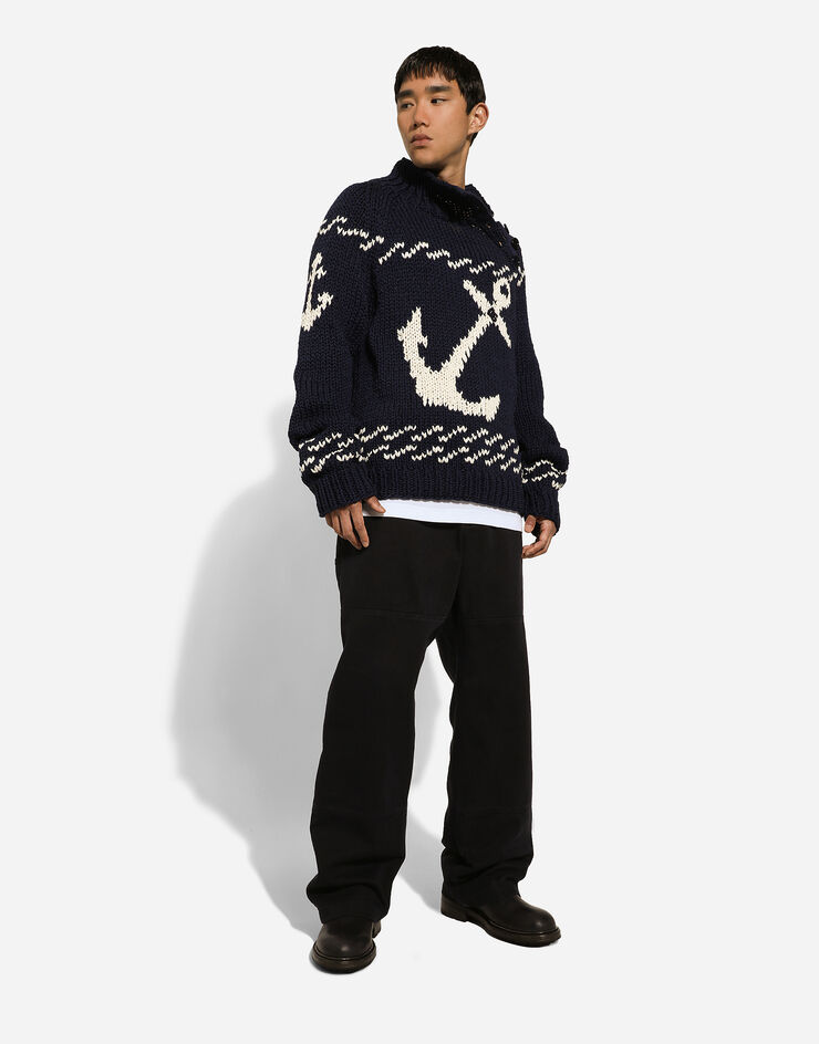Dolce & Gabbana 마리나 프린트 터틀넥 스웨터 블루 GXW03ZJBCBN