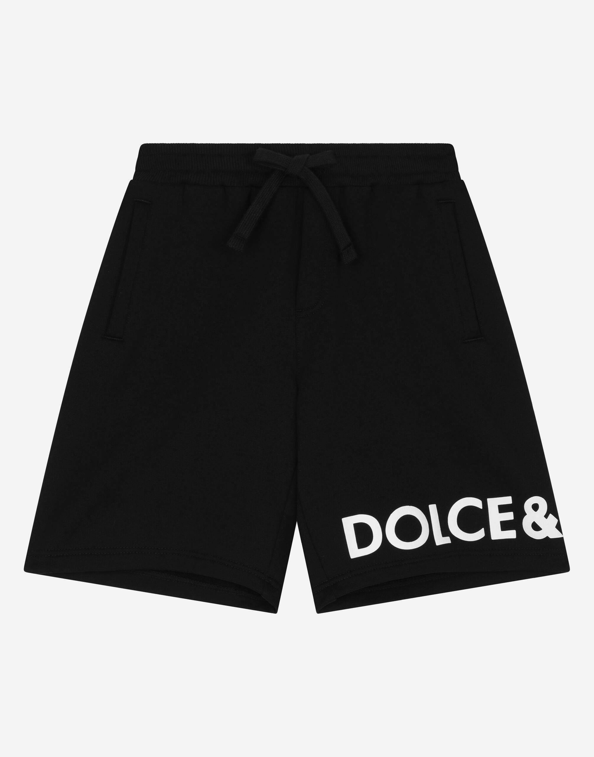 Dolce & Gabbana Cotton jogging shorts with logo print Negro L42Q37LDC28