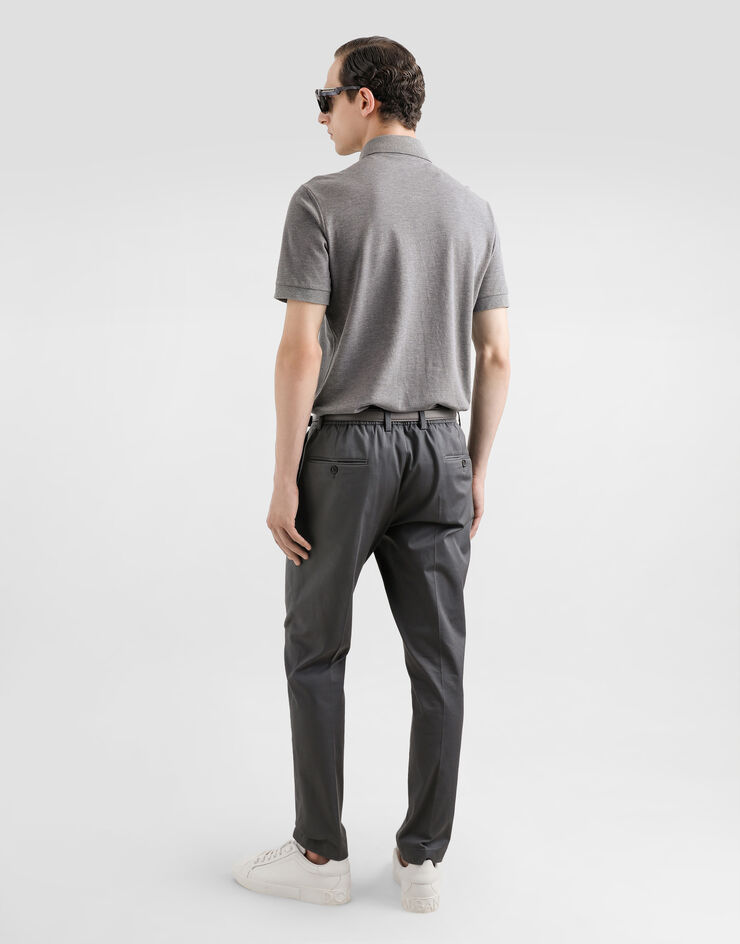 Dolce & Gabbana Polo de algodón con placa con logotipo Gris G8SN1TFU7EN