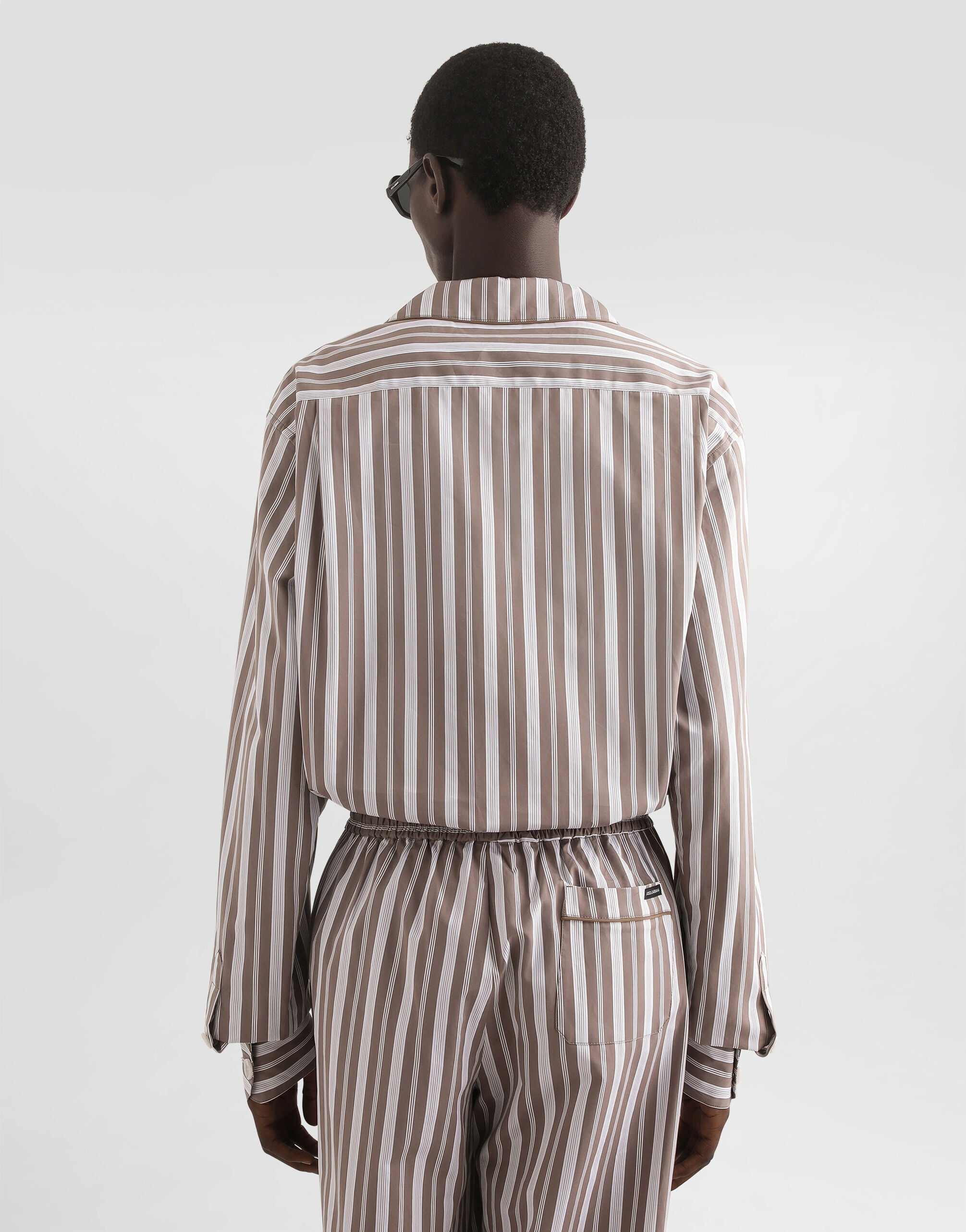 Compact striped poplin vanity shirt - thumbnail 6