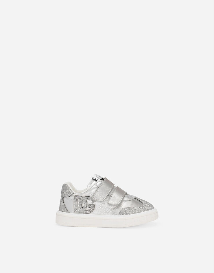 Dolce & Gabbana Foiled lambskin DG Original low-top sneakers with DG logo Silver DN0212AA745