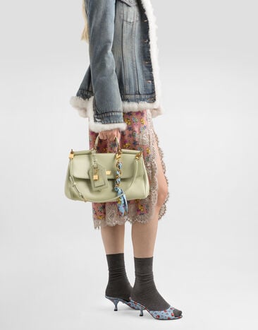 Dolce & Gabbana Borsa a mano My Sicily media in pelle di vitello plongé  Verde BB7782B7321