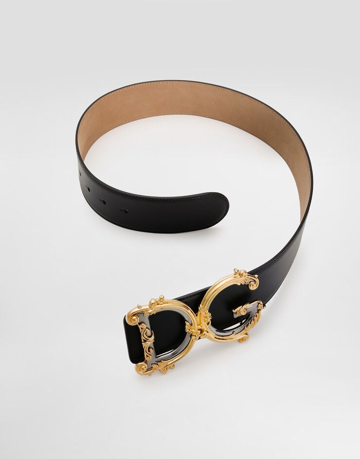 Dolce & Gabbana Calfskin belt with logo Black BE1336AZ831