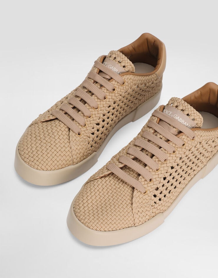 Dolce & Gabbana Portofino light strobel sneakers in fabric Beige CS2350AE086