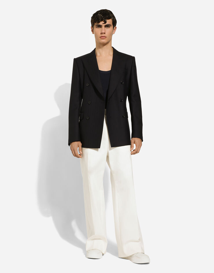 Dolce & Gabbana Pantalon de marin en coton stretch Blanc GP02ETFUFL5