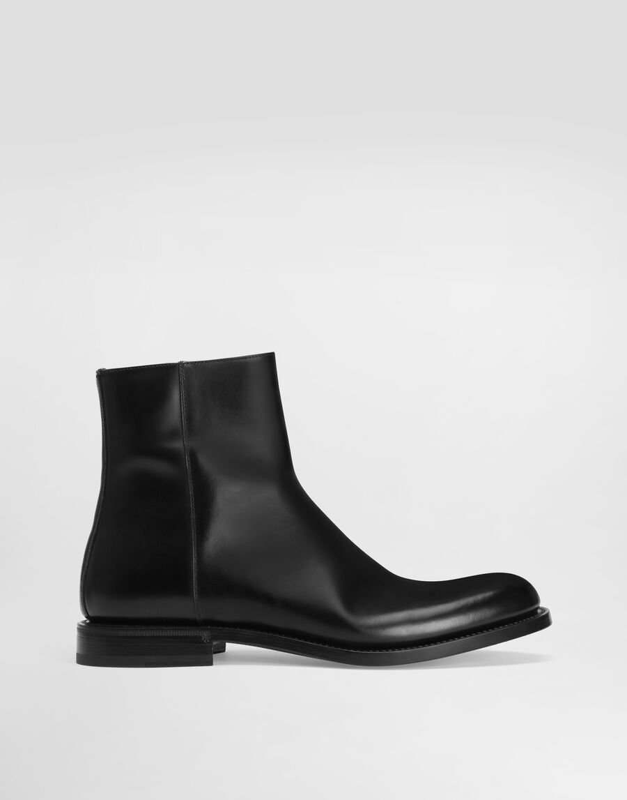 Brushed leather ankle boots
