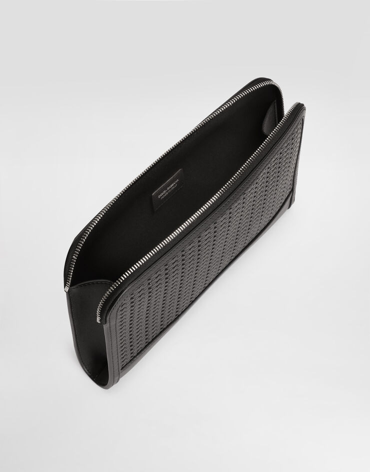 Dolce & Gabbana Atene plongé calfskin clutch bag Dolce & Gabbana Atene plongé calfskin clutch bag Black BM2528AN419