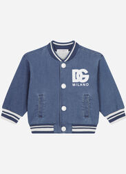 Dolce & Gabbana Button-up jersey sweatshirt with logo embroidery Azul Claro L1JTEYG7L1B