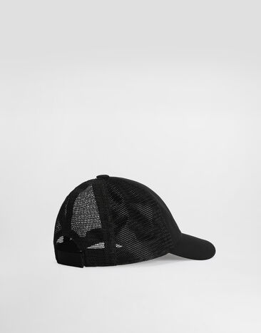 Dolce & Gabbana Twill and mesh baseball hat with embroidery Black LB4H80G7PBP