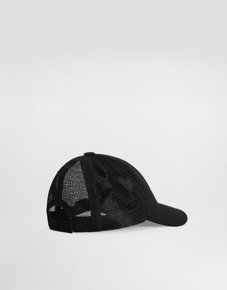 Dolce & Gabbana Cappello da baseball in twill e rete con ricamo Nero LB4H80G7PBP