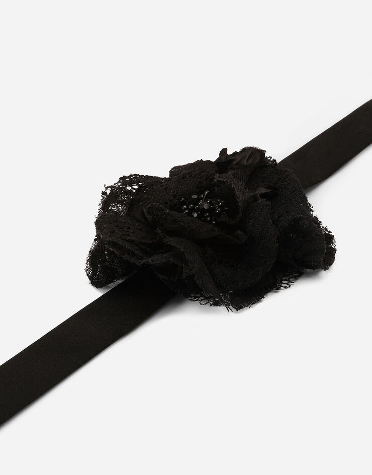 Dolce & Gabbana Choker avec fleur en dentelle Noir FT094RFUM3R