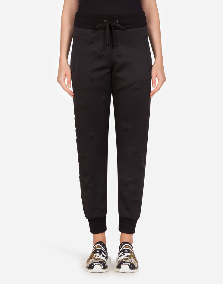 Dolce & Gabbana MILLENNIALS STAR SCUBA FABRIC JOGGING PANTS NEGRO FTBLPTHUMD6