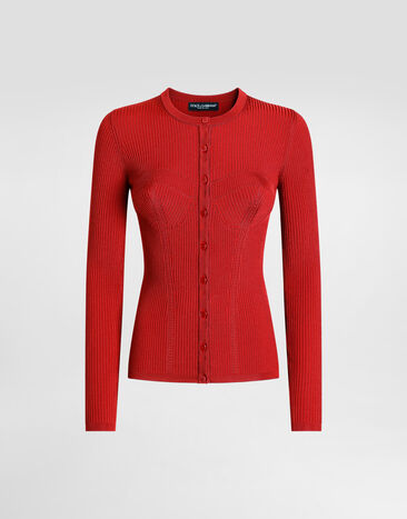 Dolce & Gabbana Ribbed viscose knit cardigan Red FXVETTJAIR5