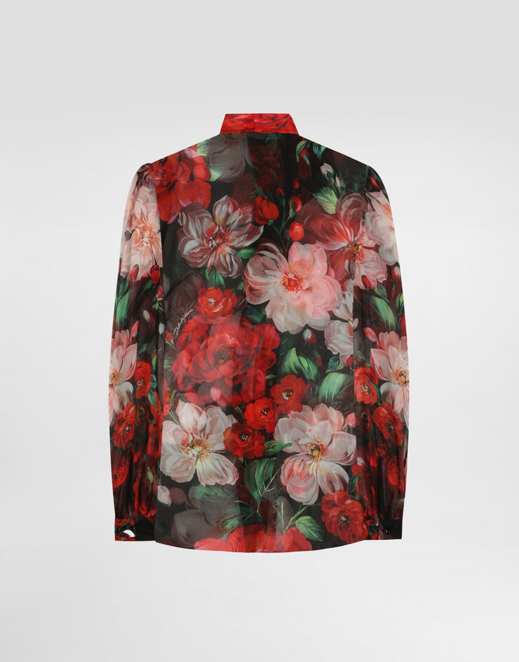 Dolce & Gabbana Chemise en mousseline avec nœud et imprimé fleurs Imprimé F5S61TIS1Y6