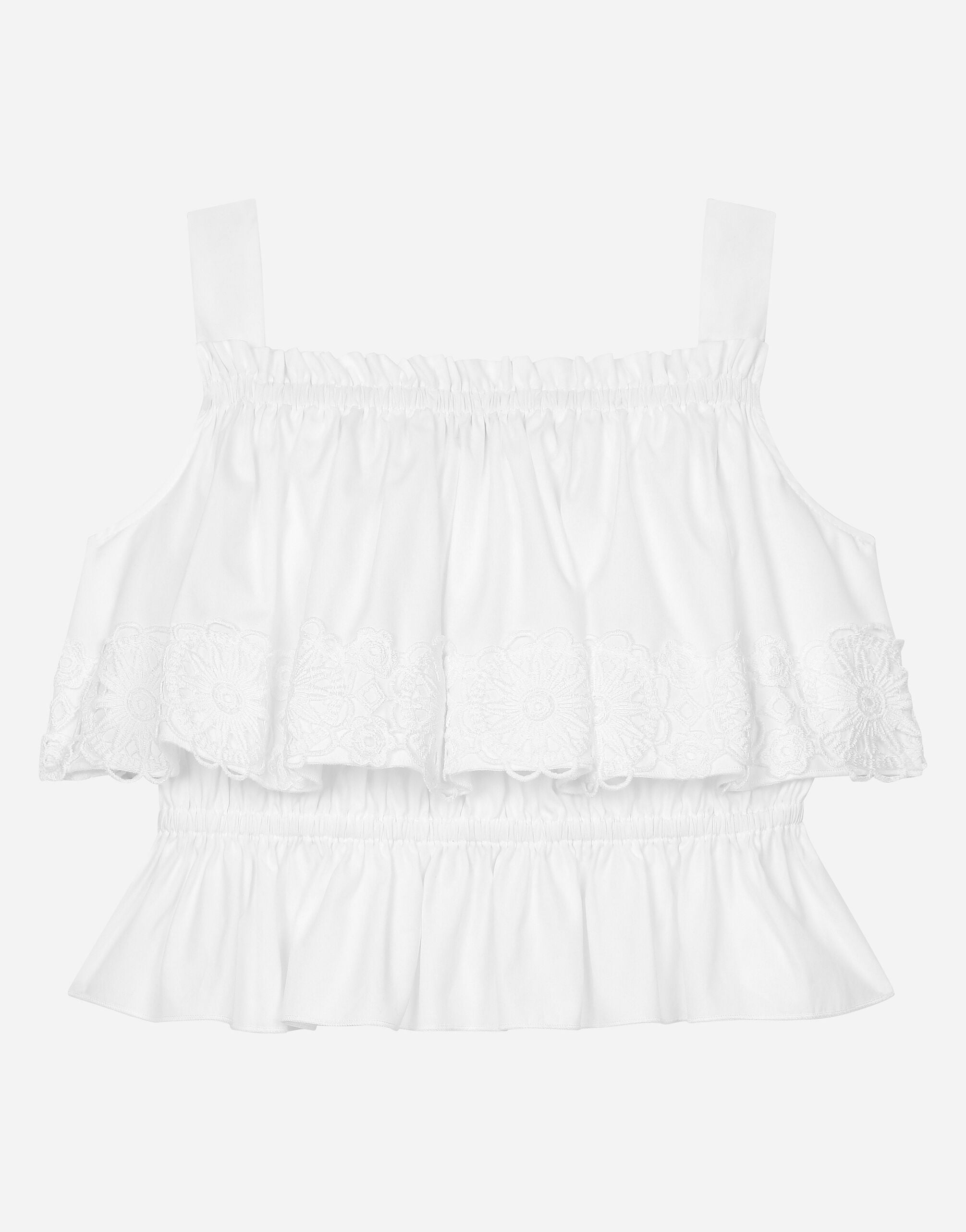 Whiteのガールズ ポプリン＆レース トップ | Dolce&Gabbana®