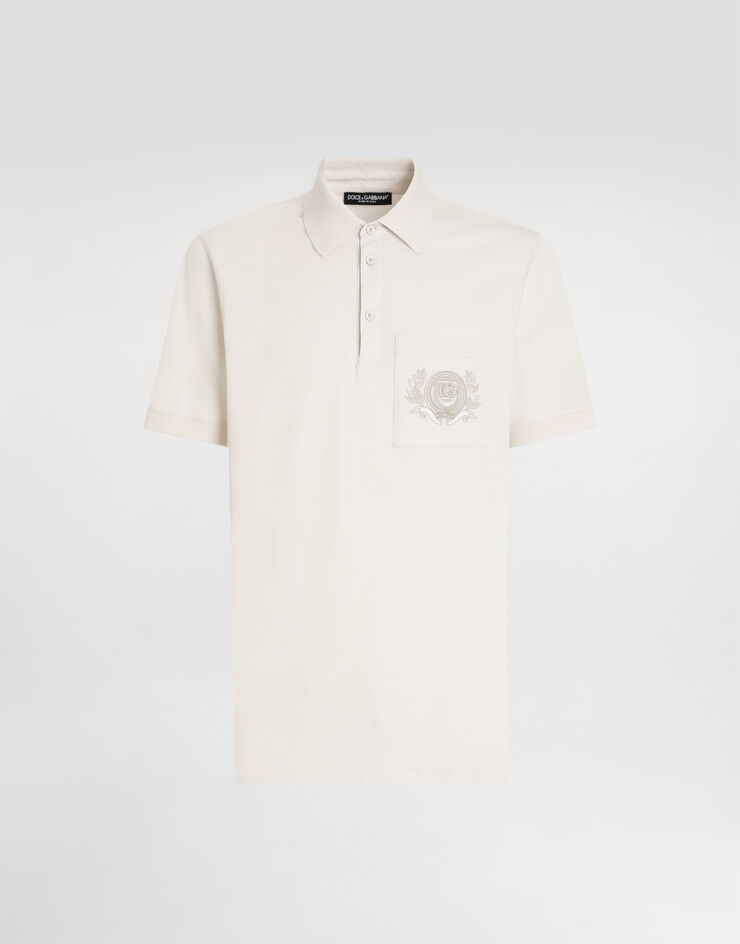 Dolce & Gabbana Polo de algodón con bordado Nata G8SN8ZG7O2I