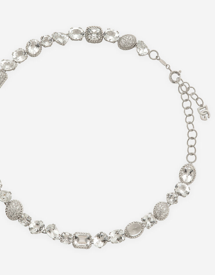 Dolce & Gabbana Halskette Anna aus Weißgold 18 kt mit farblosen Topasen Weiss WNQA1GWTPCO