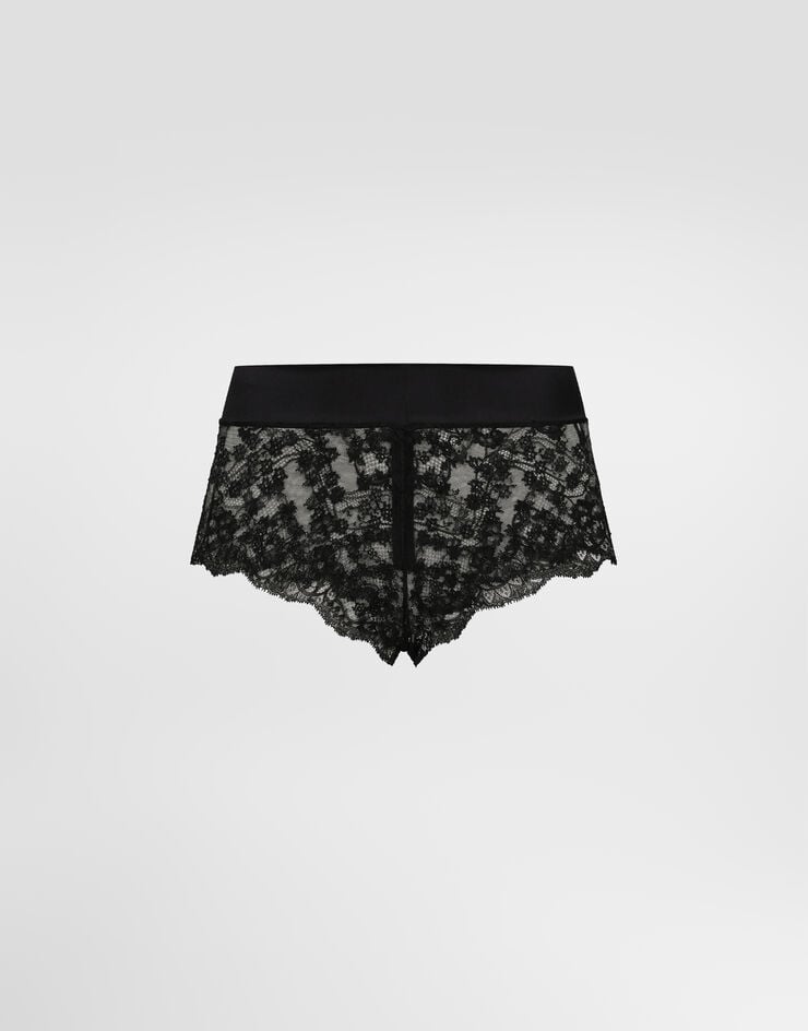 Dolce & Gabbana Lace high-waisted panties with satin waistband Dolce & Gabbana Lace high-waisted panties with satin waistband Black O2F30TONP94