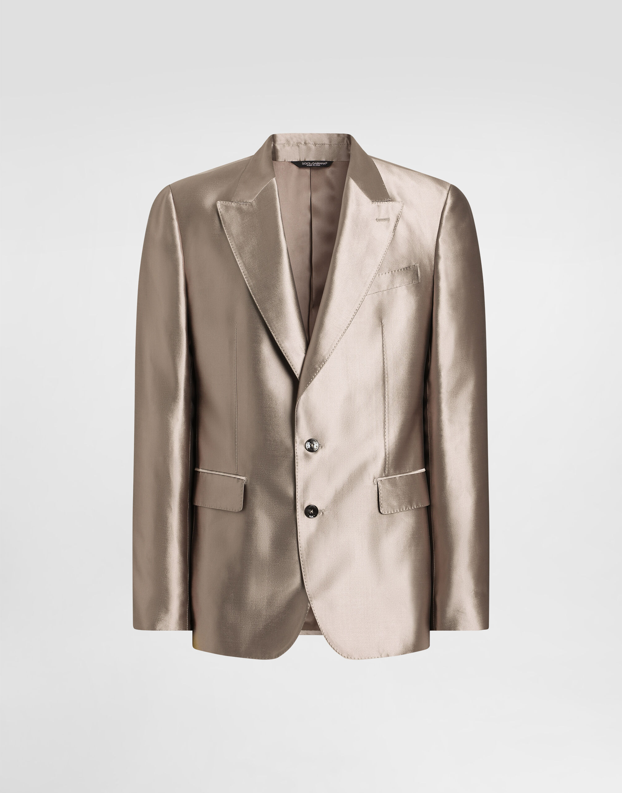 Sicilia light single-breasted silk shantung jacket in Beige for