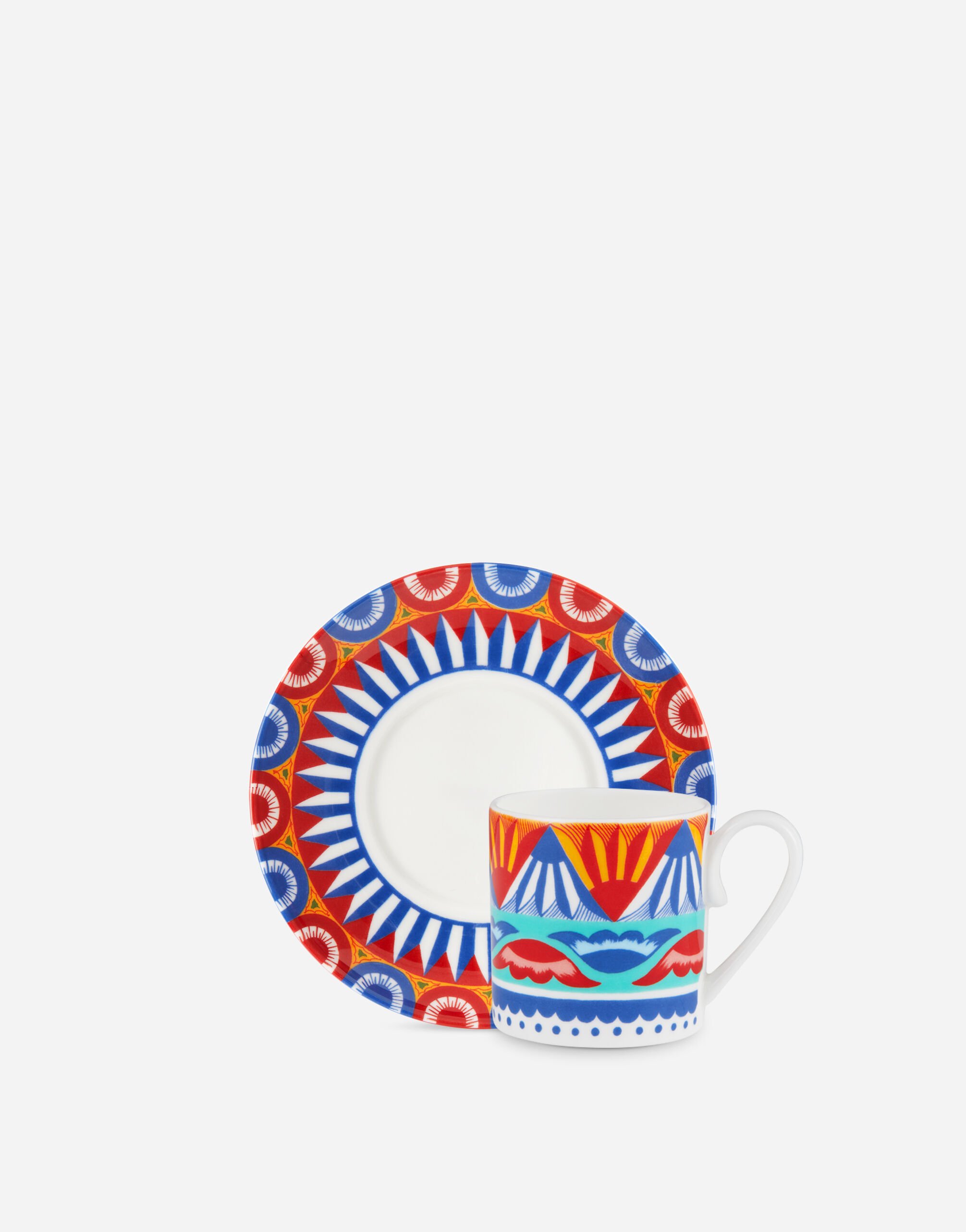 Dolce & Gabbana Taza de café con platillo de porcelana fina Multicolor TC0S08TCAK3