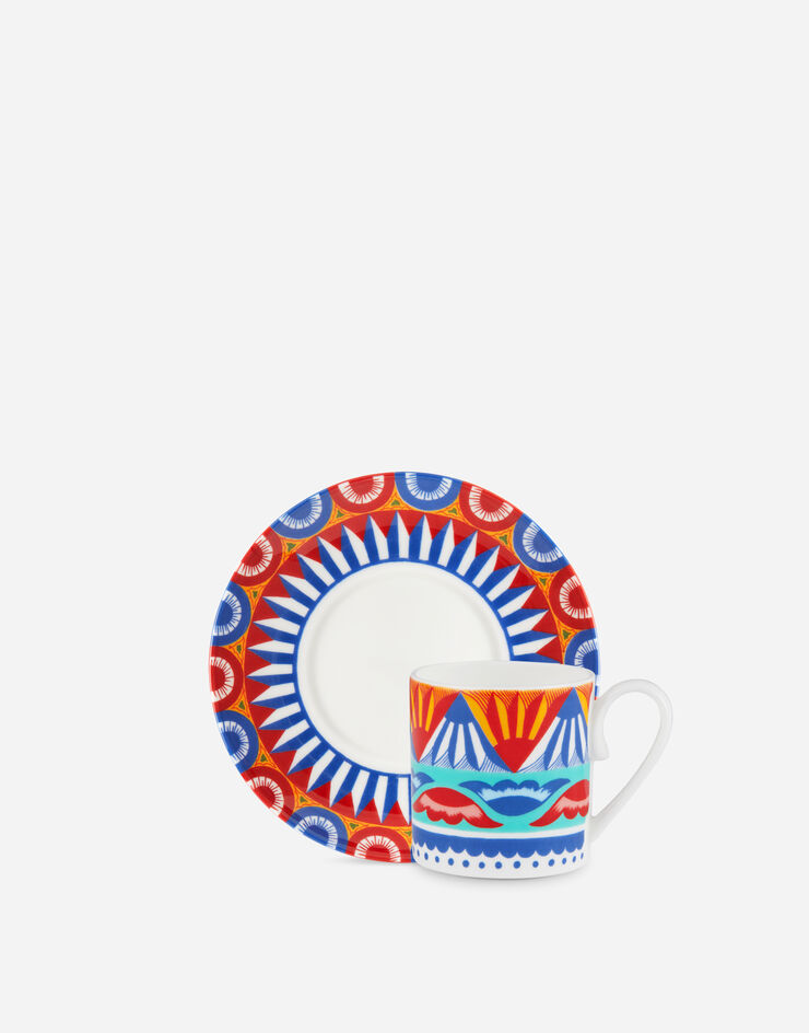 Dolce & Gabbana Taza de café con platillo de porcelana fina Multicolor TC0S01TCA11