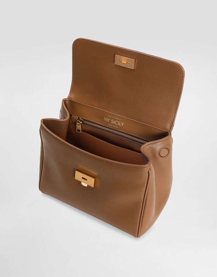 Dolce & Gabbana My Sicily plongé calfskin bag Brown BB7781B7321