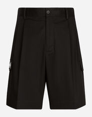 Dolce & Gabbana Stretch cotton gabardine cargo shorts with branded tag Black G4HXATG7ZXD