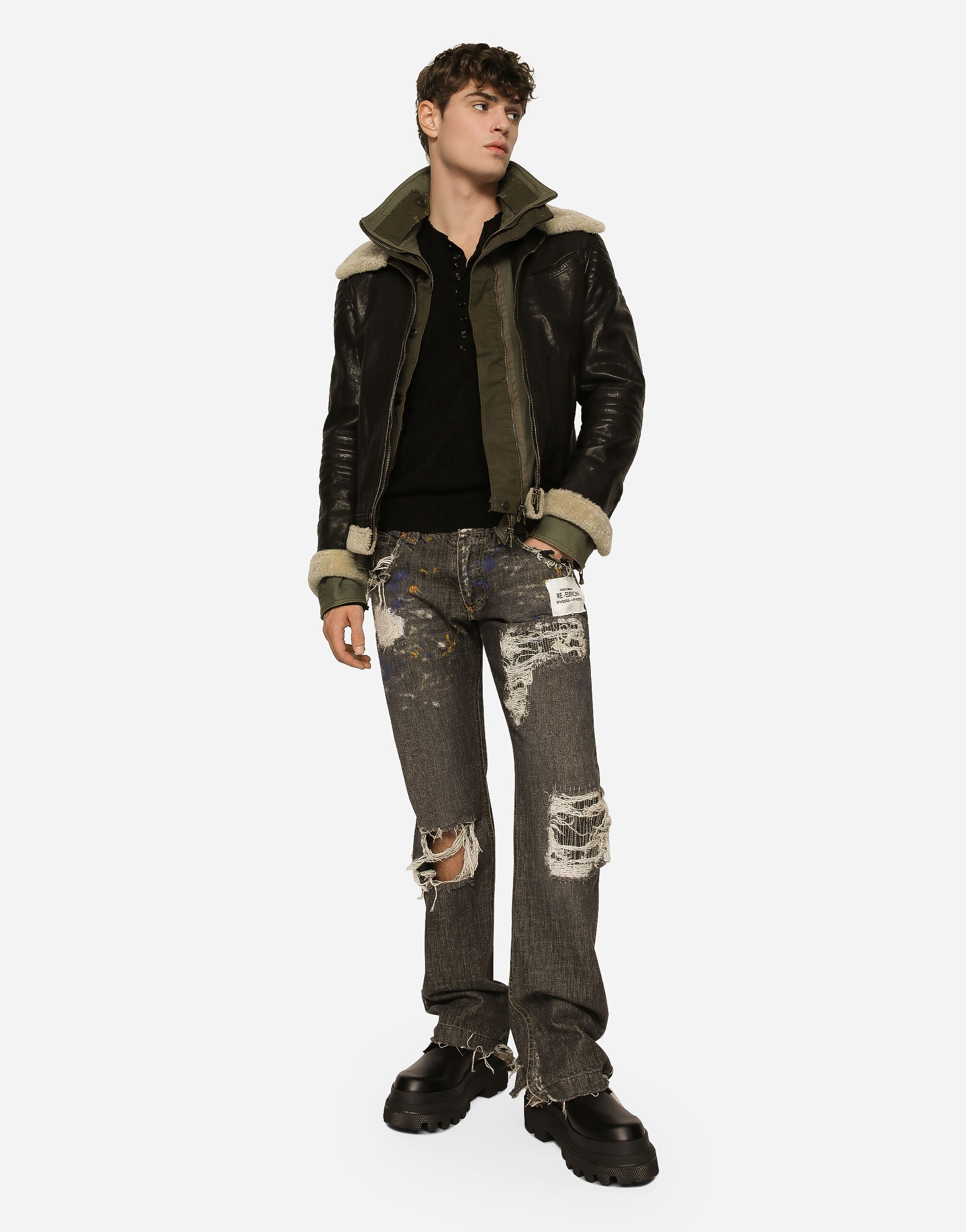 Dolce and best sale gabbana shearling jacket