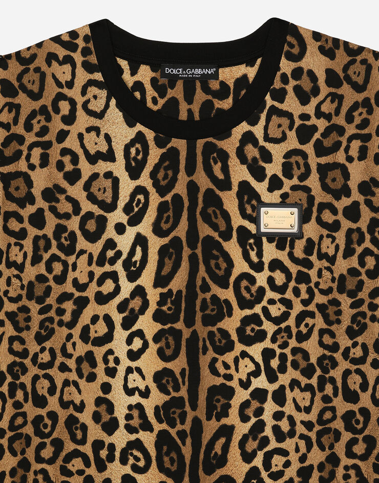 Dolce & Gabbana Short-sleeved leopard-print jersey T-shirt Multicolor I8ABWWG7BPW