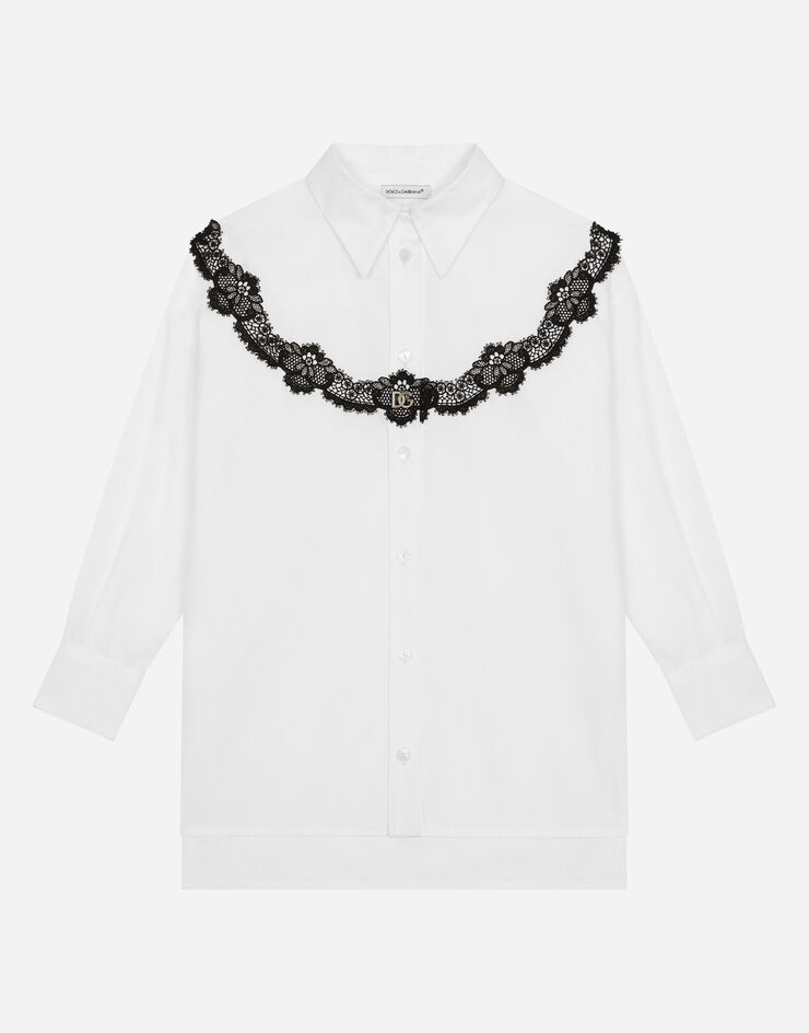 Dolce & Gabbana Poplin maxi-shirt with lace insert White L55S80FU5GK