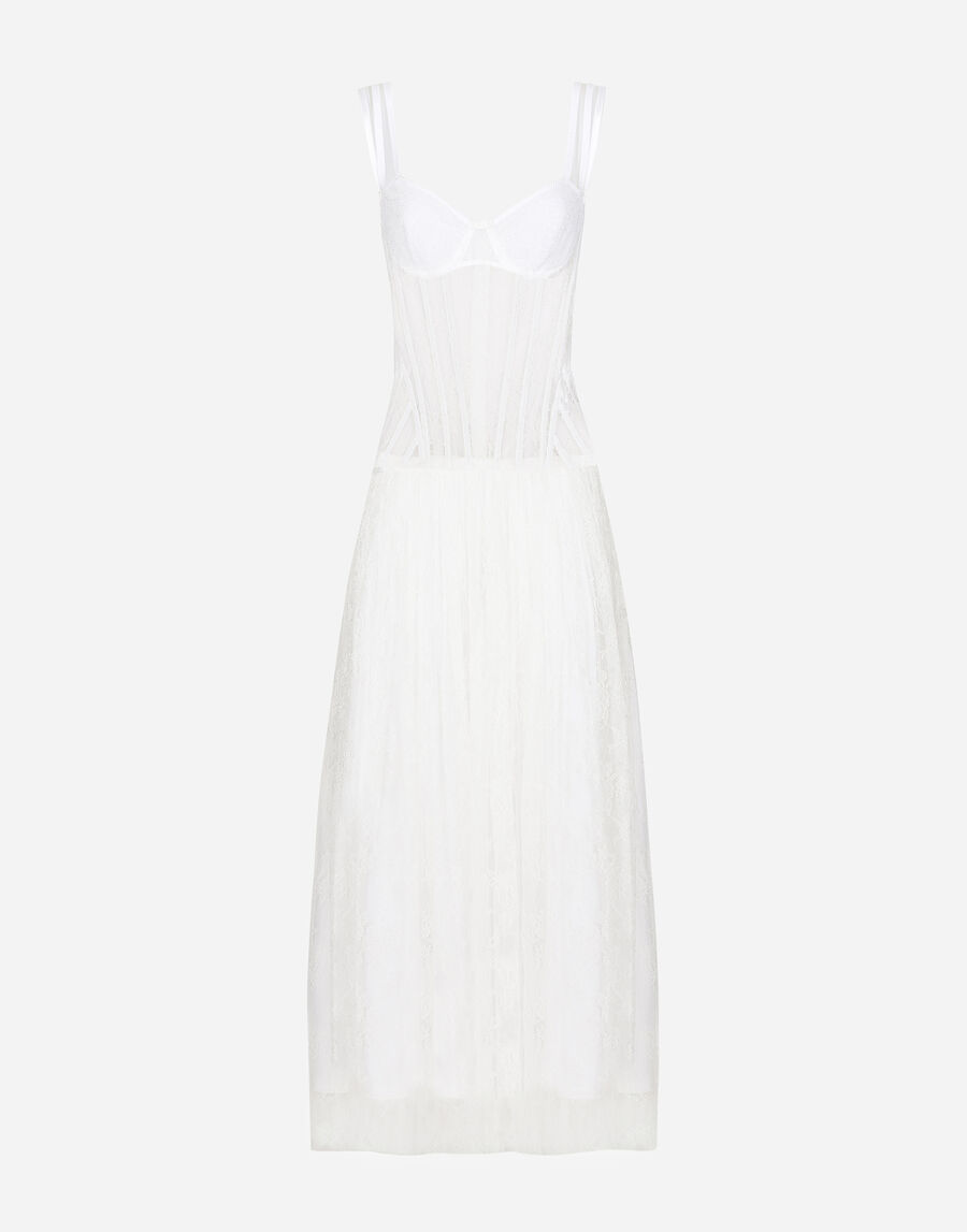 Long lace dress with corset detailing