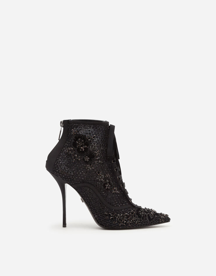 Dolce & Gabbana Booties with embroidery, rhinestone and bead embellishment Black CT0722AO071