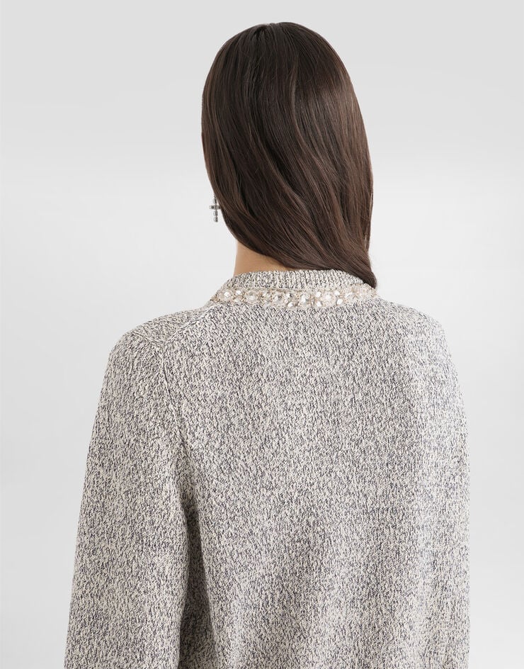 Dolce & Gabbana Cardigan en coton et soie Grey FXVE3ZJGMFC