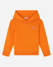 Dolce & Gabbana Jersey hoodie with logo plate Orange EM0072AM476