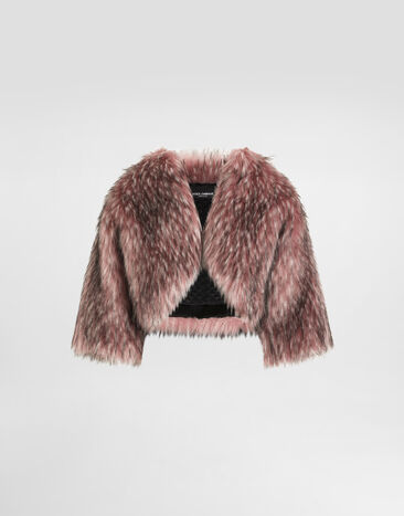 Dolce & Gabbana Short faux fur jacket Black F27ETTFU106