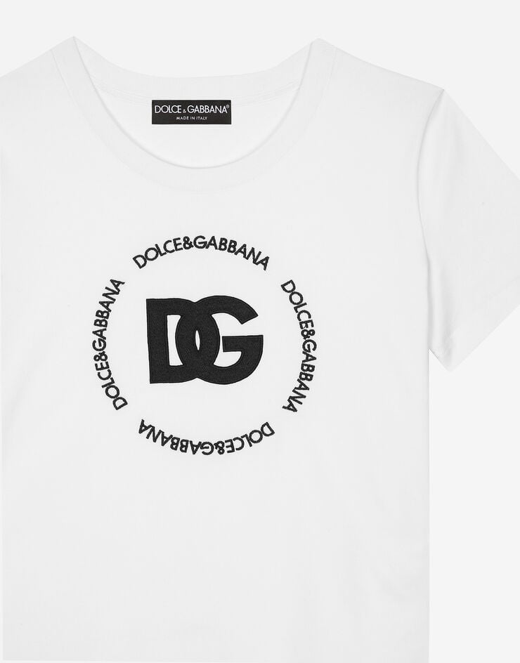 Dolce & Gabbana تيشيرت جيرسي بشعار DG بارز أبيض F8T00ZGDB5U