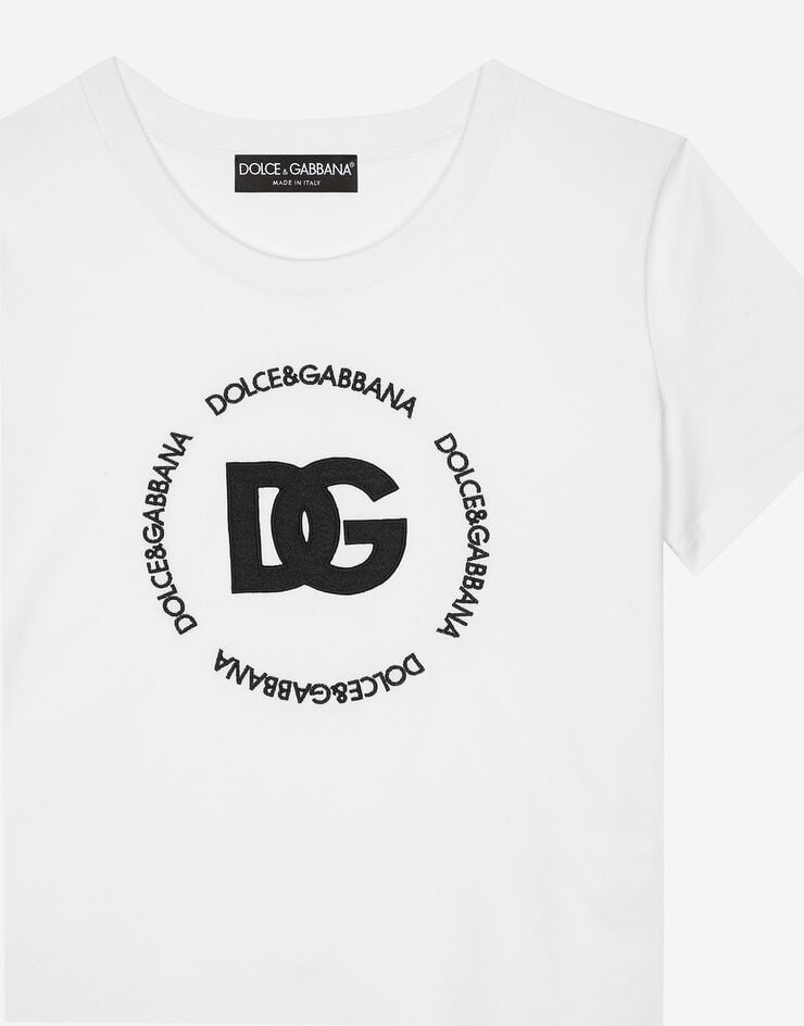 Dolce & Gabbana Jersey T-shirt with DG logo White F8T00ZGDB5U