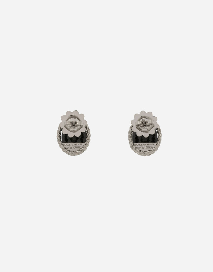 Dolce & Gabbana Boucles d’oreilles Anna en or blanc 18 ct avec spinelles noirs Blanc WEQA1GWSPBL