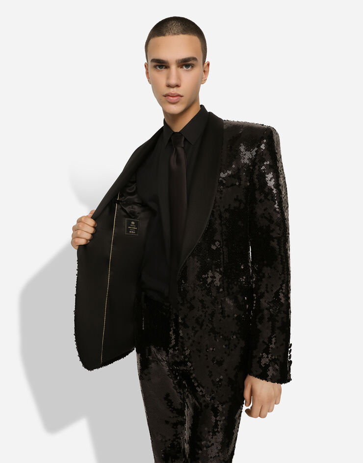 Dolce & Gabbana Sequined single-breasted Sicilia-fit tuxedo suit Black GKOSMTFLSEP