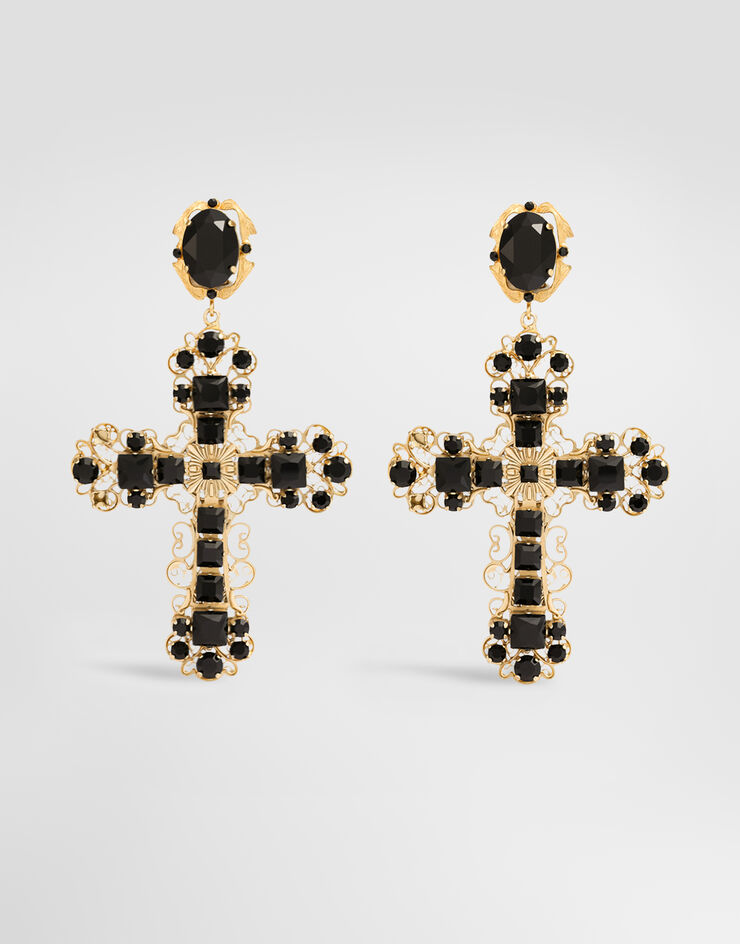 Dolce & Gabbana Clip earrings with crosses Multicolor WES6V2W1111