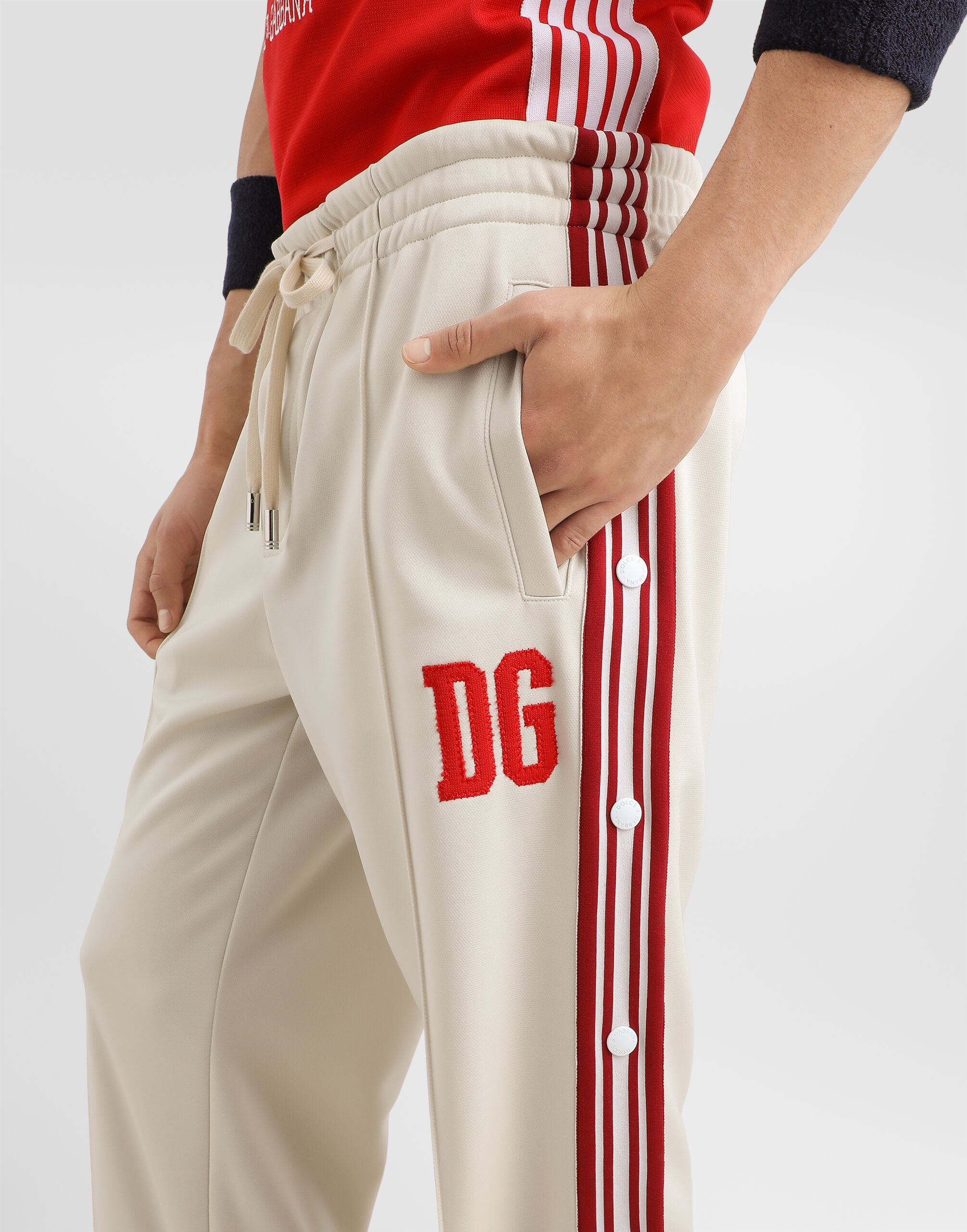 Technical piqué jogging trousers - thumbnail 4