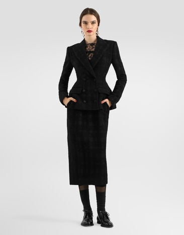 Dolce & Gabbana Wool-blend check bouclé skirt Dolce & Gabbana Wool-blend check bouclé skirt Black F4DG9TFQZBD