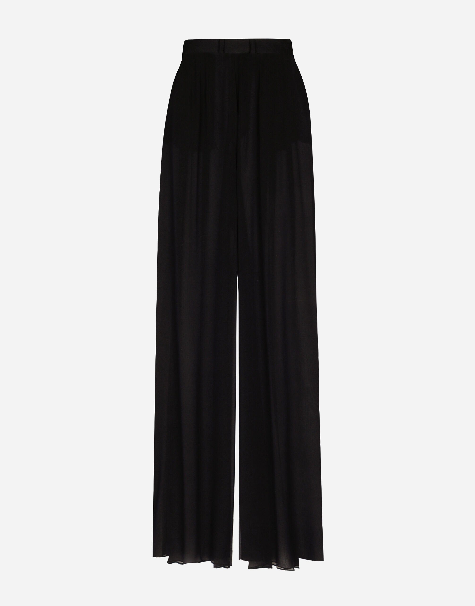 流行に  in pants wide-leg chiffon Silk Black Women for パンツ